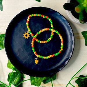 Cute random charm bracelet acorn or sunflower